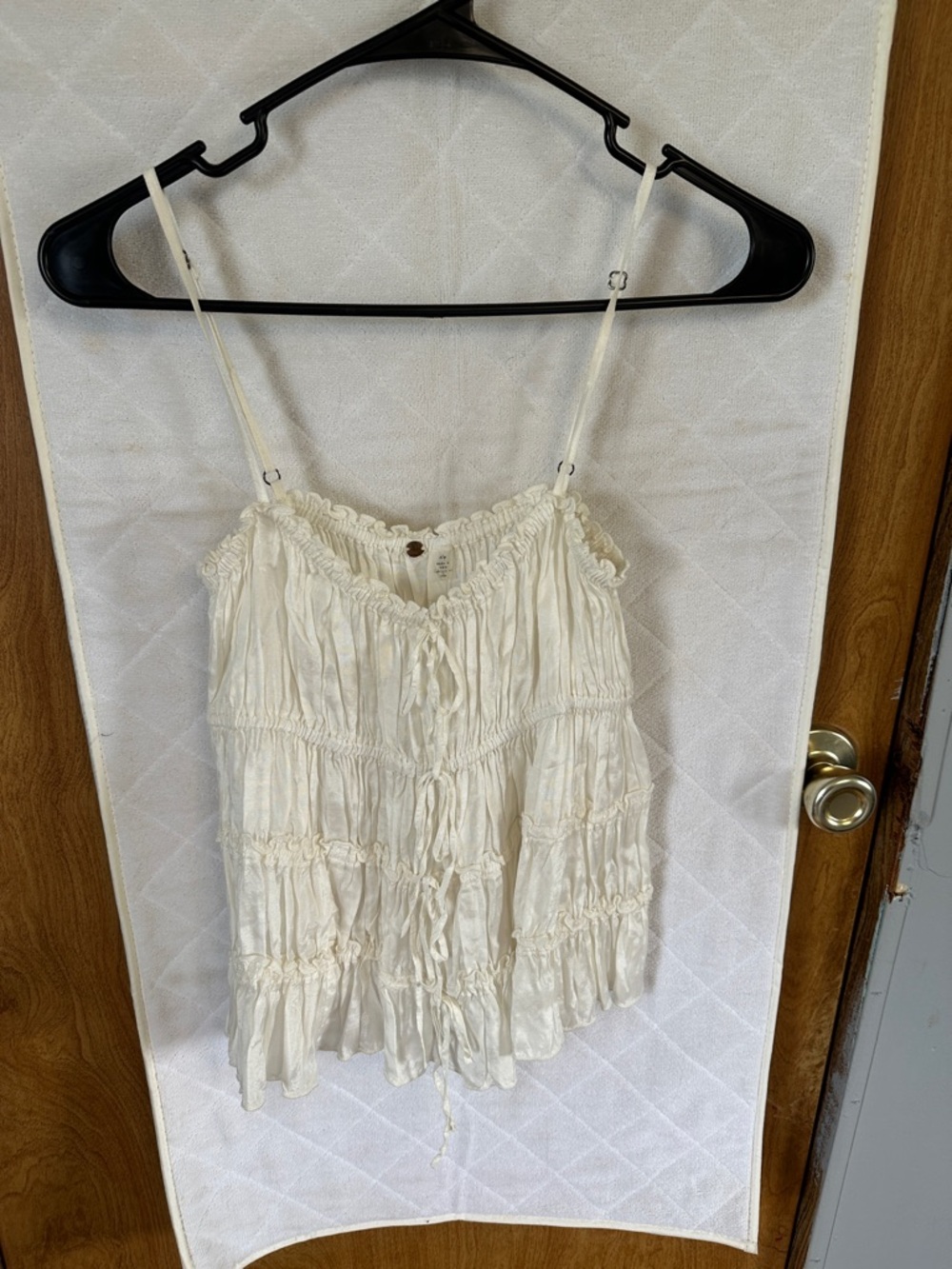 Free People Cream Ruffled Tie-Front Camisole